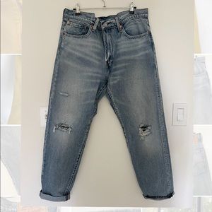 Levi hi ball bootcut jeans with distressing